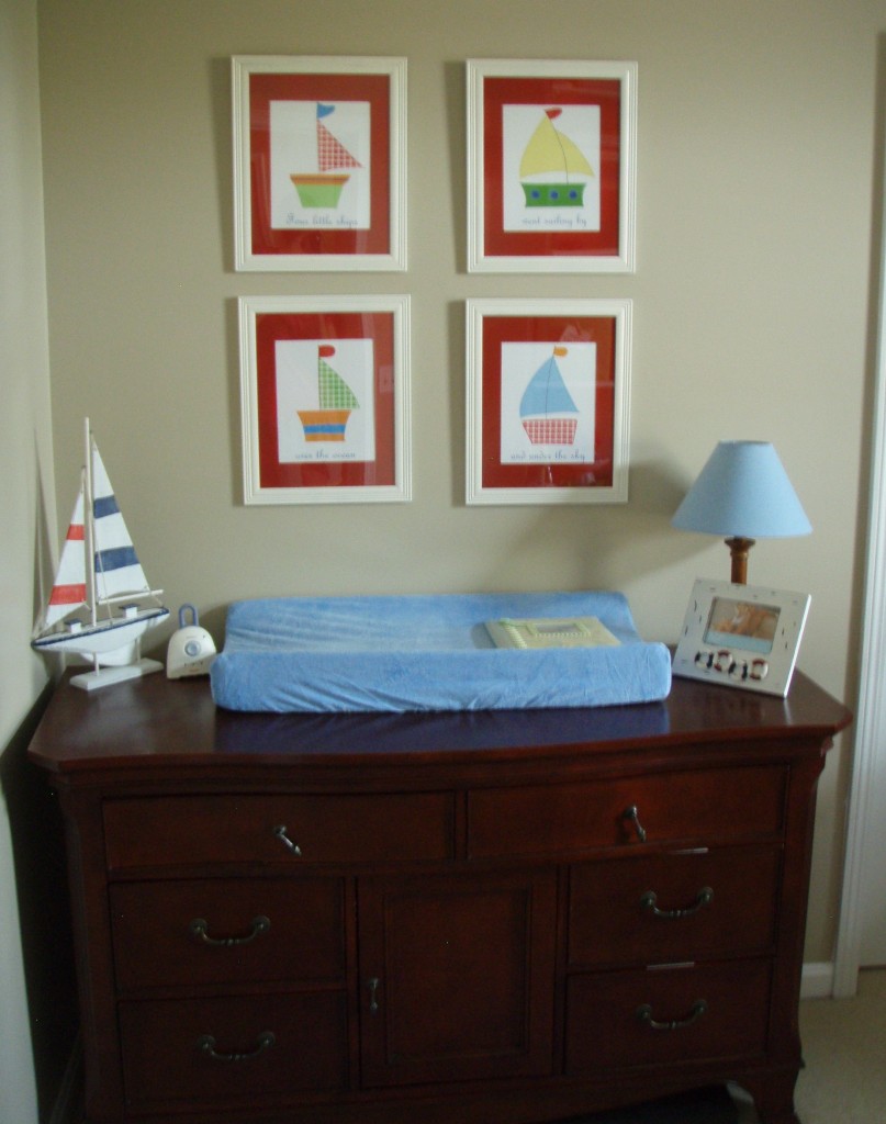 After frames on wall 807x1024 - Baby Henry's Nautical Nursery