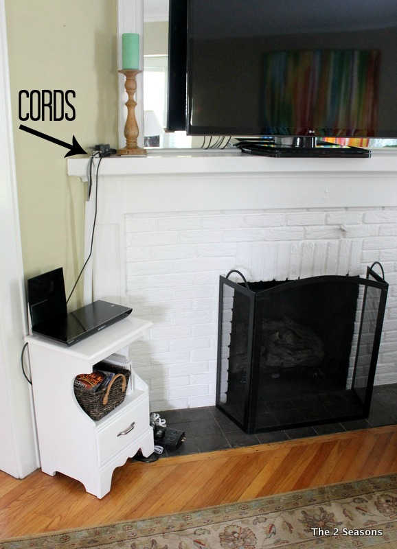 Cords Before - A New Look for the Fireplace Area