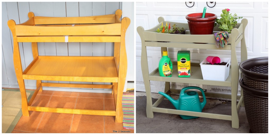 beforeafter 1024x514 - Baby Changing Table Becomes a Potting Bench